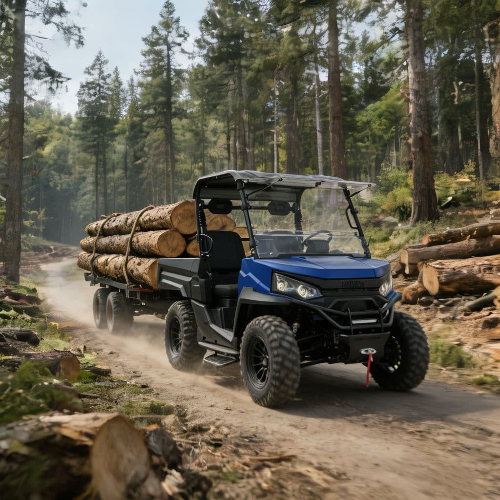 4WD Electric UTV kanggo Hunting Jobsite 73.6V Lithium Battery PKE Keyless