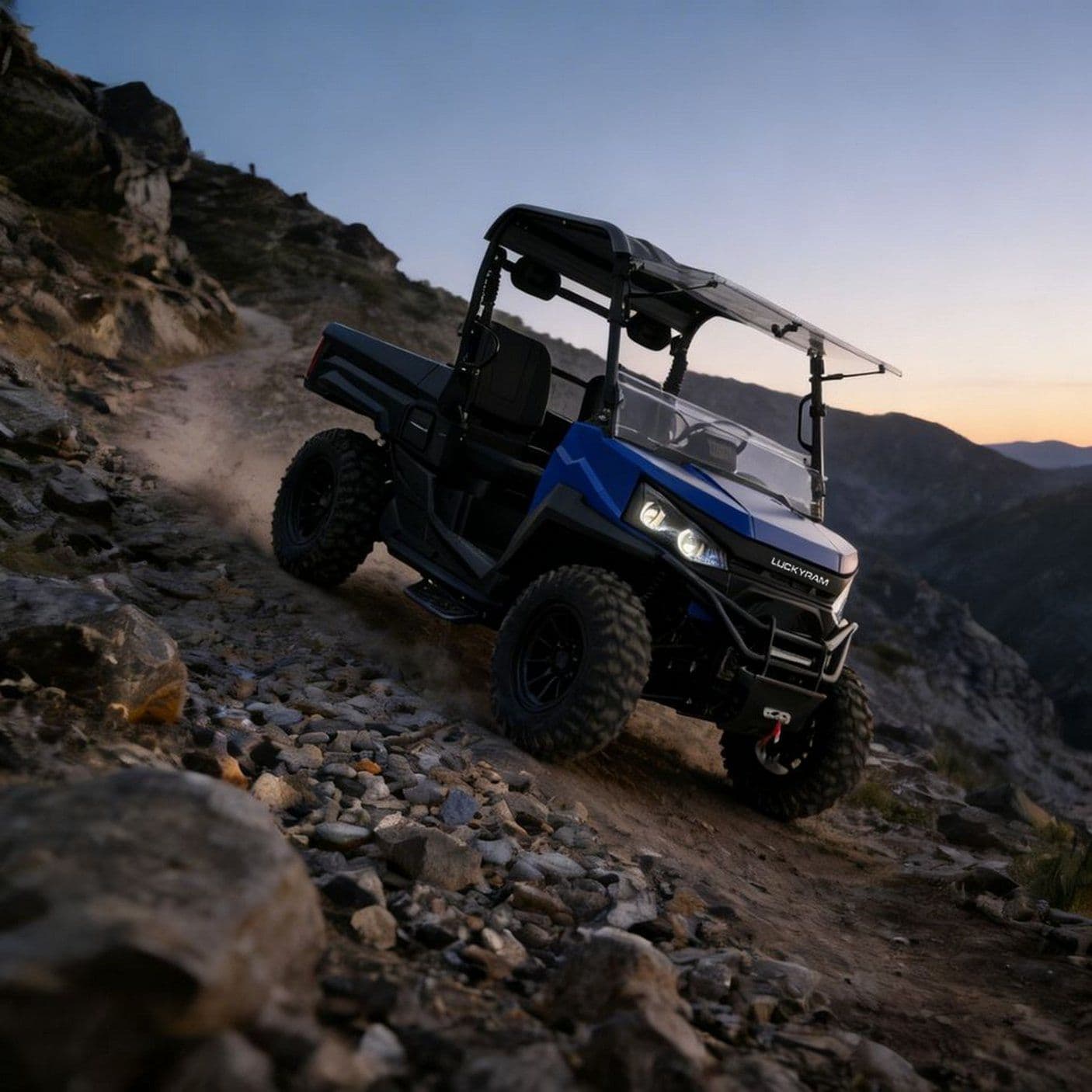 73.6V Listrik UTV 4WD EPS Setir 20KW Puncak Daya kanggo Hunting