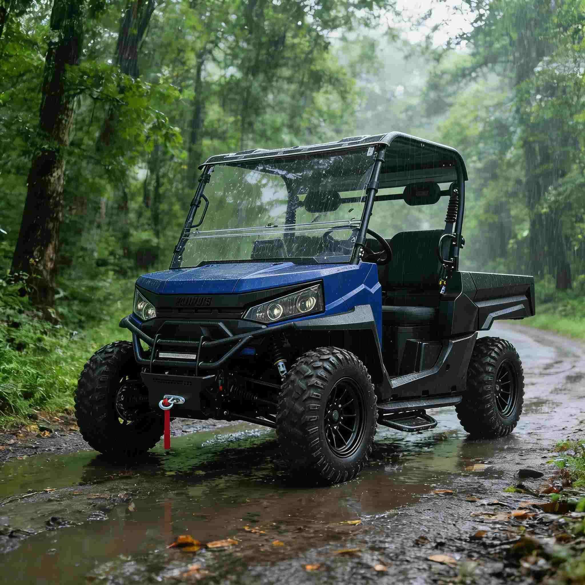 Listrik UTV 4WD kanggo Hunting 20KW Puncak Daya 1000kg Towing
