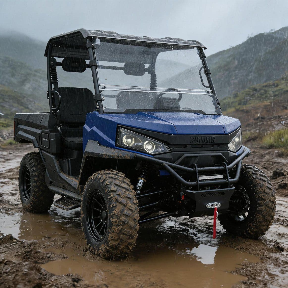 PKE Keyless Start-up System 10KW AC Motor Listrik UTV 400A Controller 80-100km Range 4WD